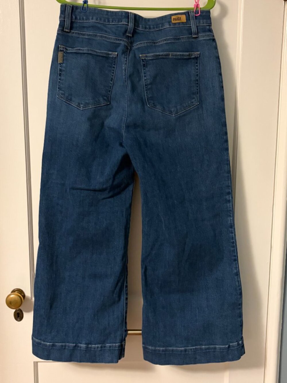 Paige Connie Crop jeans wide leg high rise medium wash size 31 designer denim - Picture 3 of 10